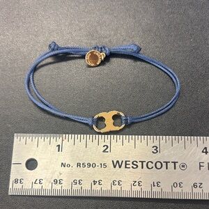 Tory Burch Gold and Blue Leather Bracelet